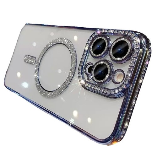 Applicable to iPhone17promax side drill magnetic transparent leak mark mobile phone case Apple 16 electroplated TPU protective case.