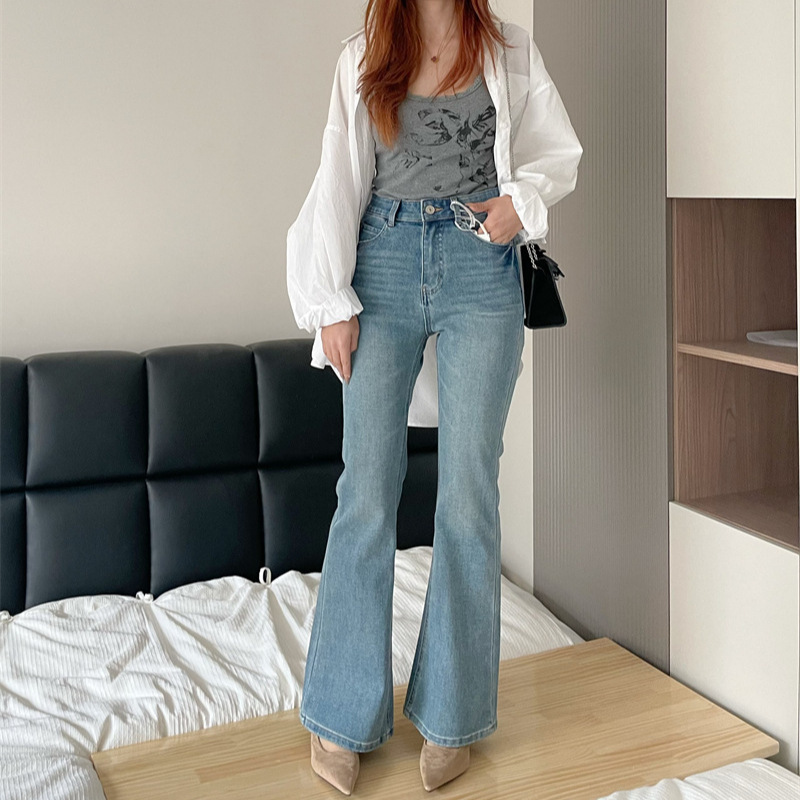 Women's Spring High Waist Slim Horseshoe Pants Short Nine-Length Beep Pants