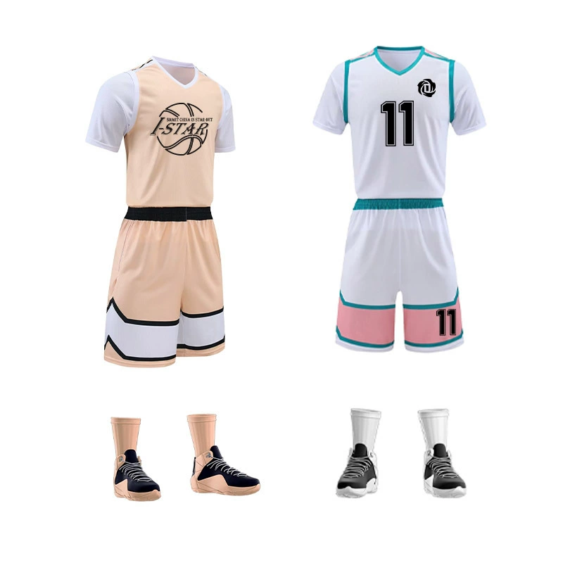 Basketball uniform, quick dry breathable set for elementary school students for training, with short sleeve