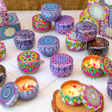 跨境出口干花马口民族风铁罐蜡烛香薰批发香薰蜡烛礼盒套装节日礼