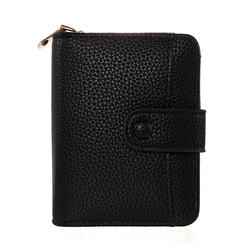 Women's Short Wallet, Ladies' Litchi-Grain Organ Card Holder with Multiple Card Slots, Trendy Korean-Style Card Case for ID and Cards