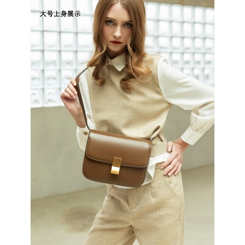 Leather Tofu Box Small Square Bag  New Style Fashion High-end Wedding Bag Retro Single Shoulder Crossbody Bag for Women