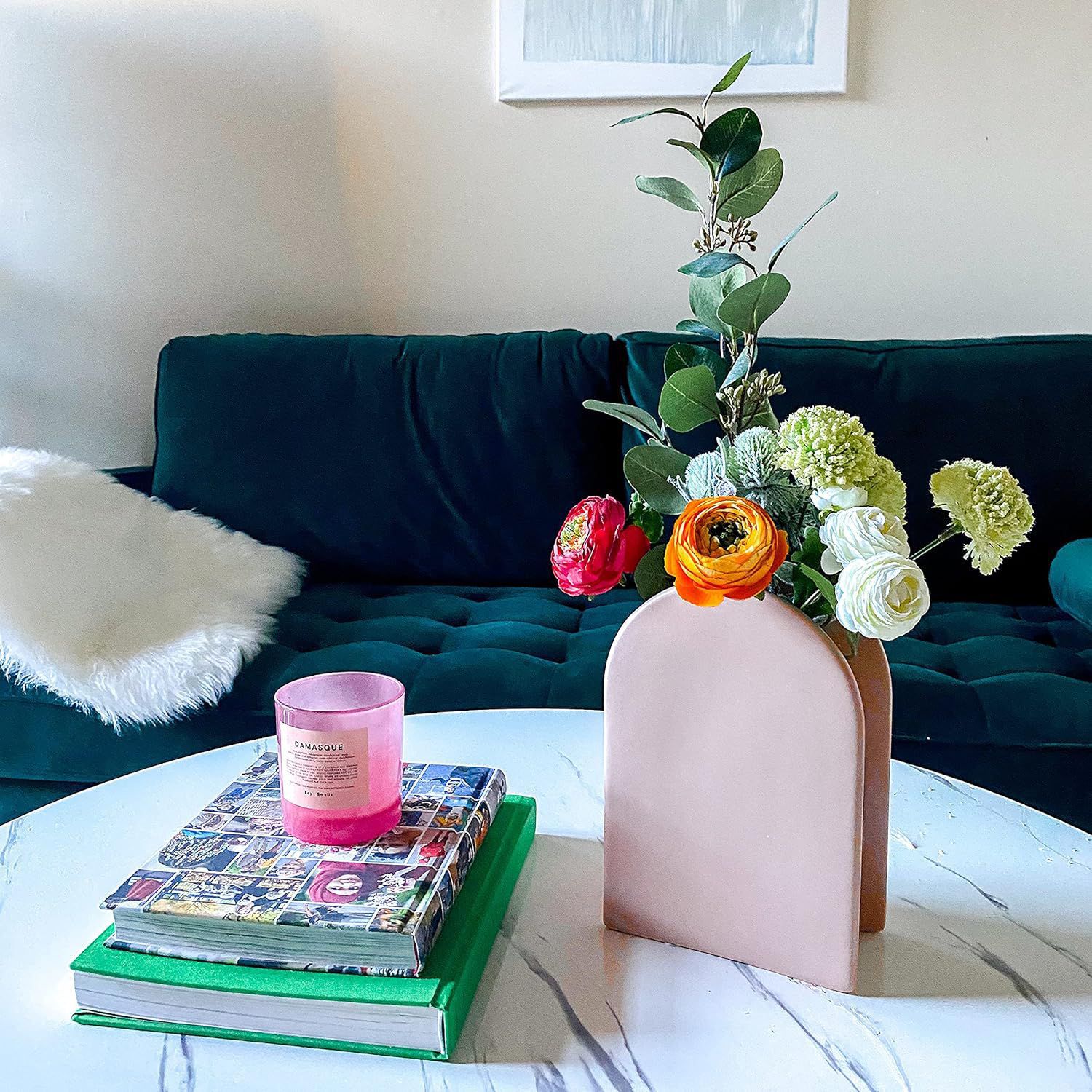 INS estilo Rosa jarrón de cerámica decoración de la sala de estar TV pasillo gabinete flor seca arreglo floral simple decoración del hogar