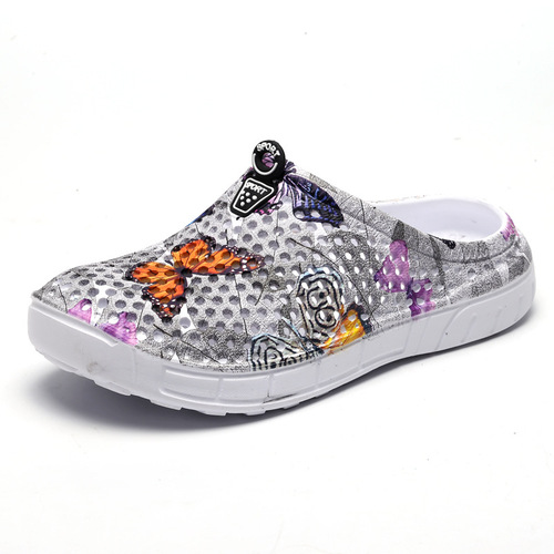 Women's Hole Shoes Butterfly Pattern Beach Slippers Outdoor Casual Versatile Breathable Comfortable Wearable Outdoors