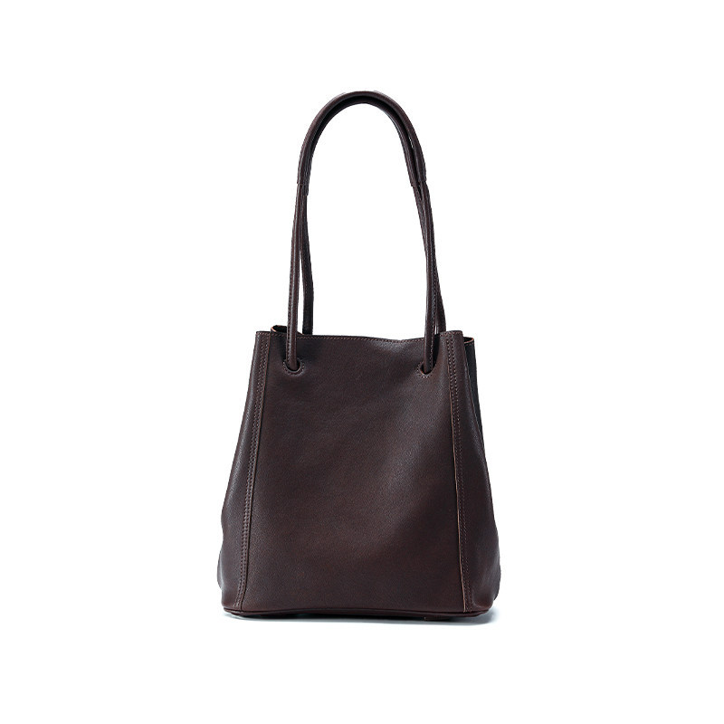 Genuine Vegetable-Tanned Leather Bucket Bag For Women - Crossbody Shoulder Bag, Large Capacity Tote, Vintage Cowhide Leather - Thumbnail 6