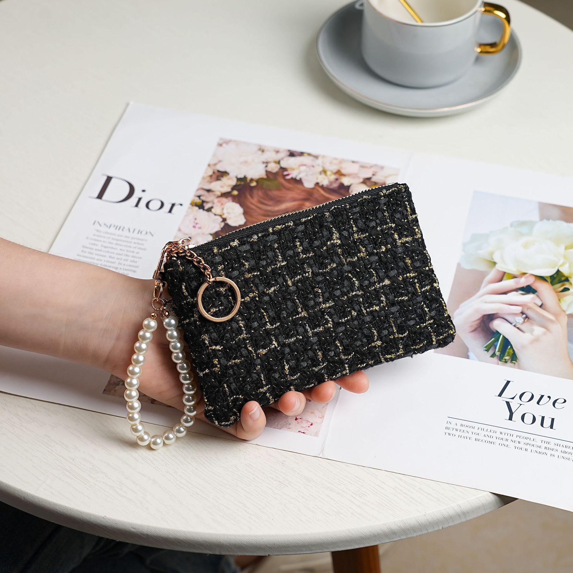 짧은 검정색 + 진주 손목