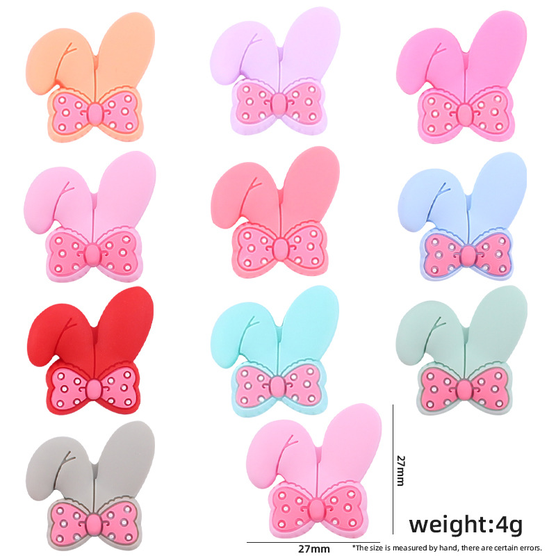 Bebé suministros de dibujos animados de silicona animal conejo mordedor arco DIY Cadena de chupete molar anti-gota cadena pequeños accesorios