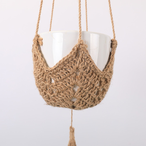 Cross-border Amazon gardening weaving creative flower pot mesh bag hemp rope hanging indoor and outdoor hook decorative hanging basket