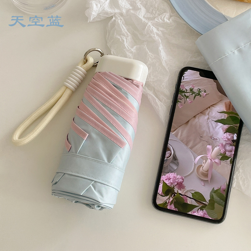 見栄えの良い、超軽量でコンパクトな 40% off ミニ日傘、晴雨兼用、女性用ポータブルダブルカラーグル日焼け止め UV|undefined