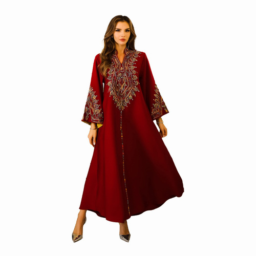 Emirates Muslim Women's Abaya Gown with Rope Embroidery in Dubai