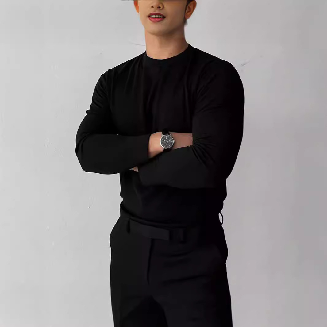 Men's Clothing Slim Fit Thermal Long Sleeve T-Shirt - Double-Layered Brushed Fleece For Warmth & Comfort - Crew Neck Base Layer For Casual_voghion.com