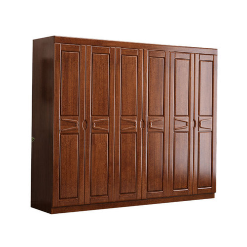 Modern simple solid wood wardrobe walnut double door three four five six door large wardrobe bedroom furniture manufacturer wholesale