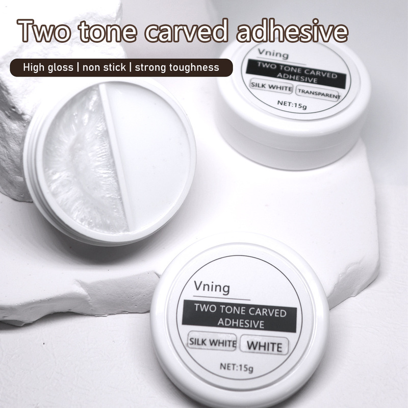 Satin Carved Glue Two-In-One Two-Color Solid Pinch Glue Modeling Glue Gummy Glue Three-Dimensional Nail Polish Glue Wholesale Cross-Border