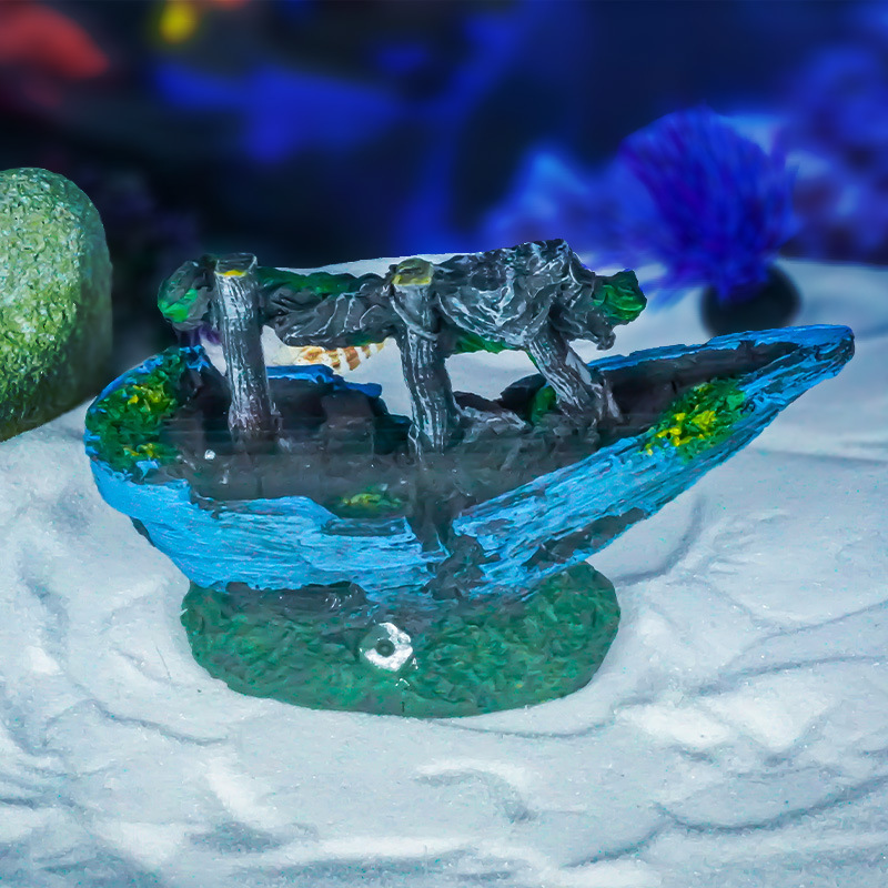 Barco de simulación, peces y camarones, casa de esquivar el paisaje de la pecera, decoración de la pecera de la cueva, decoración de la pecera, acuario, naufragio roto