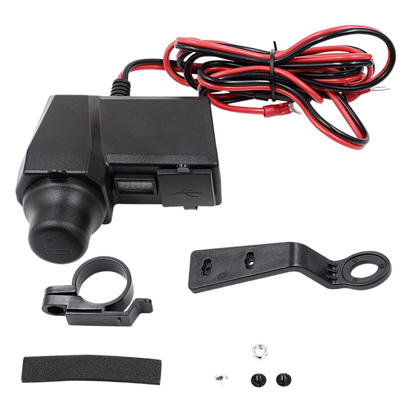 Cargador de teléfono de coche multifunción de motocicleta 12V con medidor de pantalla de voltaje 3.1A dual USB con encendedor de cigarrillos image 1