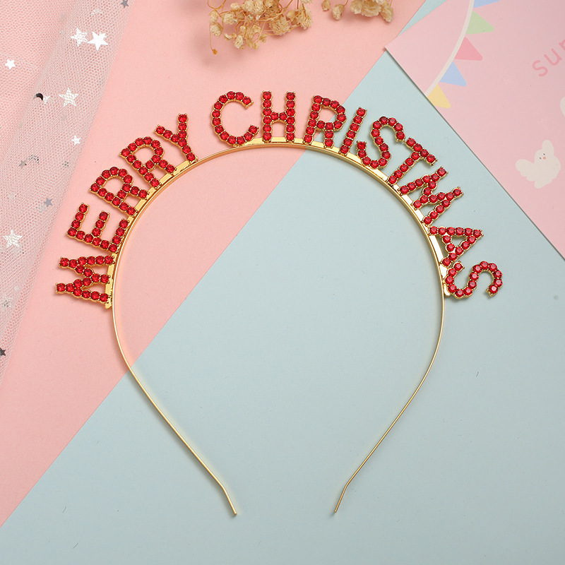 跨境圣诞发箍彩色头箍字母MERRYCHRISTMAS七彩色发饰头饰批发|undefined