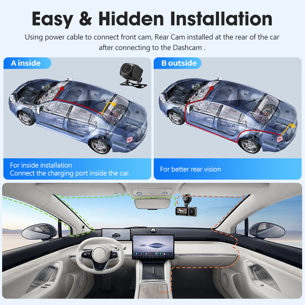 Cross-Border 4K Driving Recorder Three-Camera Infrared Night Vision Wifi+256G Capacitive Parking Monitoring Gps