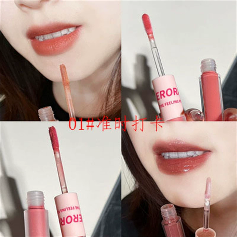 Double-sided lip gloss, waterproof lipstick, 2 in 1, mirror effect, intense hydration, does not fade