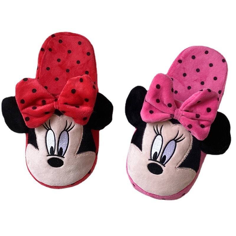 Cross-border Cartoon Animation Mickey Mouse Half Pack Slippers Household Female Creative Home Mickey Minnie Autumn and Winter Cotton Shoes Wholesale