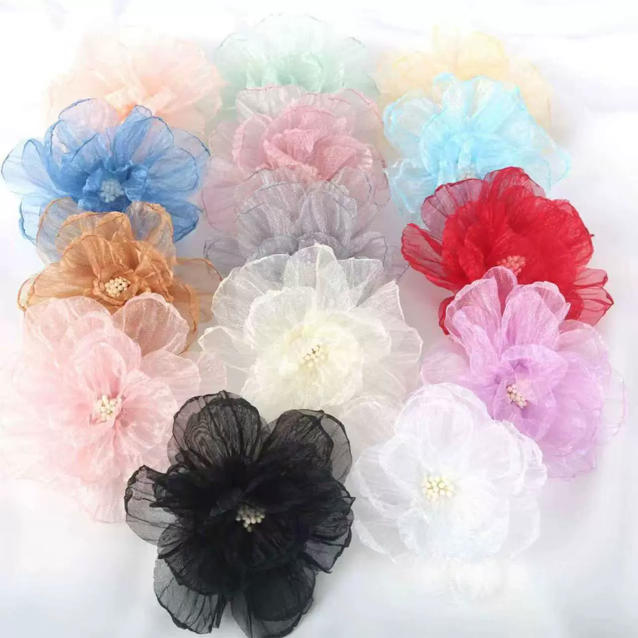 Новый корейский стиль: органза с ручной вышивкой цветов, DIY головные уборы, цветы из мятой ткани, аксессуары для обуви и головных уборов, одежда.