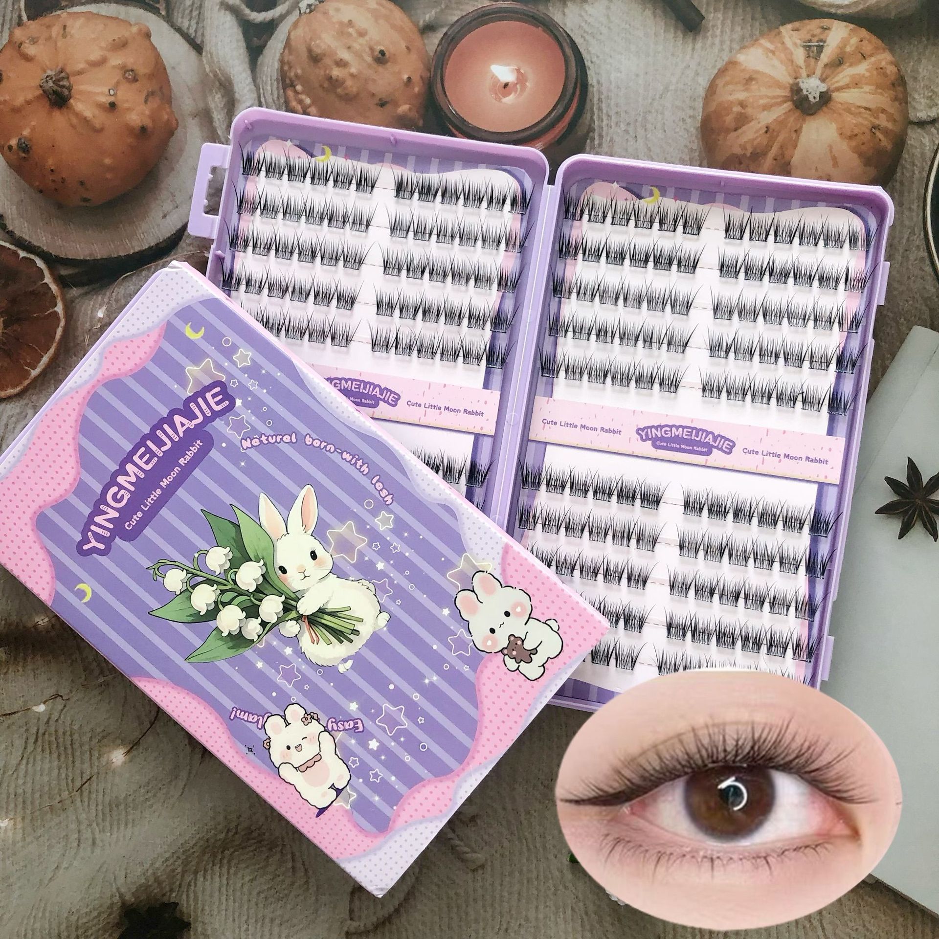 20 filas de paquete de caja de regalo de pestañas falsas transfronterizas, pestañas falsas densas, pestañas falsas sin pegamento.