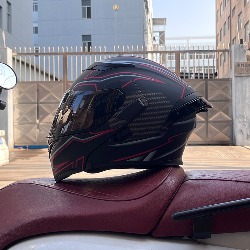 Cuatro estaciones coche eléctrico casco de seguridad cola grande superficie expuesta Jiekai 3C certificado casco de la motocicleta casco completo de la motocicleta de los hombres personalidad