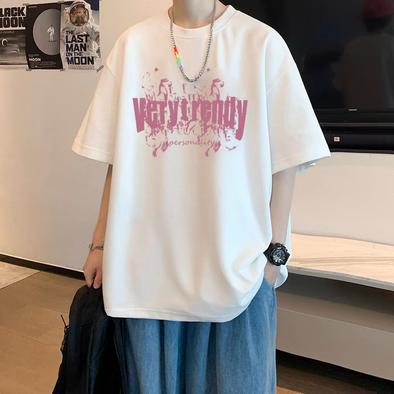 Hot Selling Men's T-shirt Summer High Street Trendy Brand Letter Printed Short Sleeve T-shirt Men's Cotton Half Sleeve Top Base Shirt Hot Selling Men's T-shirt Summer High Street Trendy Brand Letter Printed Short Sleeve T-shirt Men's Cotton Half Sleeve Top Base Shirt