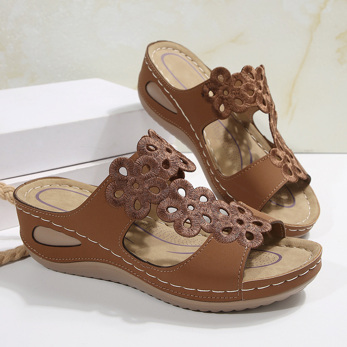 Women's Plus Size Wedge Sandals European American Style Hollowed Out Thick Sole Summer New Outdoor Beach Wear_voghion.com