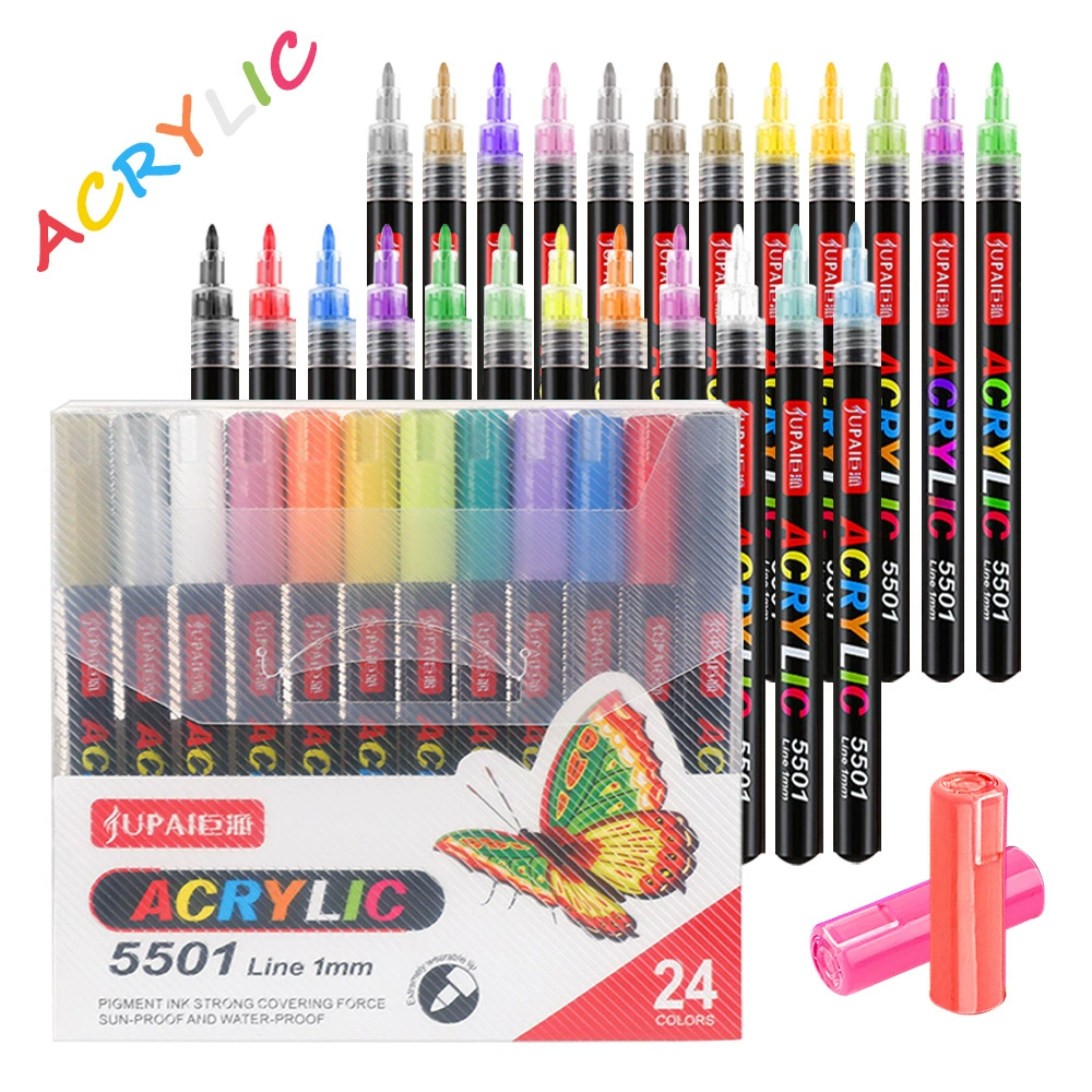 Acrylic, highlighter, art rollerball pen, liner, marker, hand painting