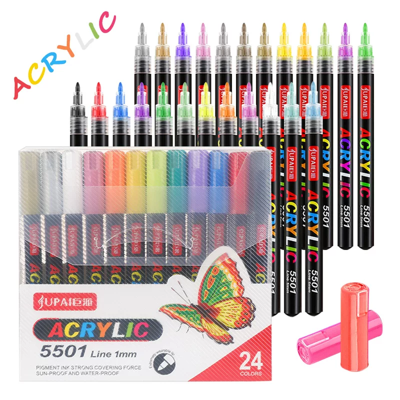 Acrylic, highlighter, art rollerball pen, liner, marker, hand painting