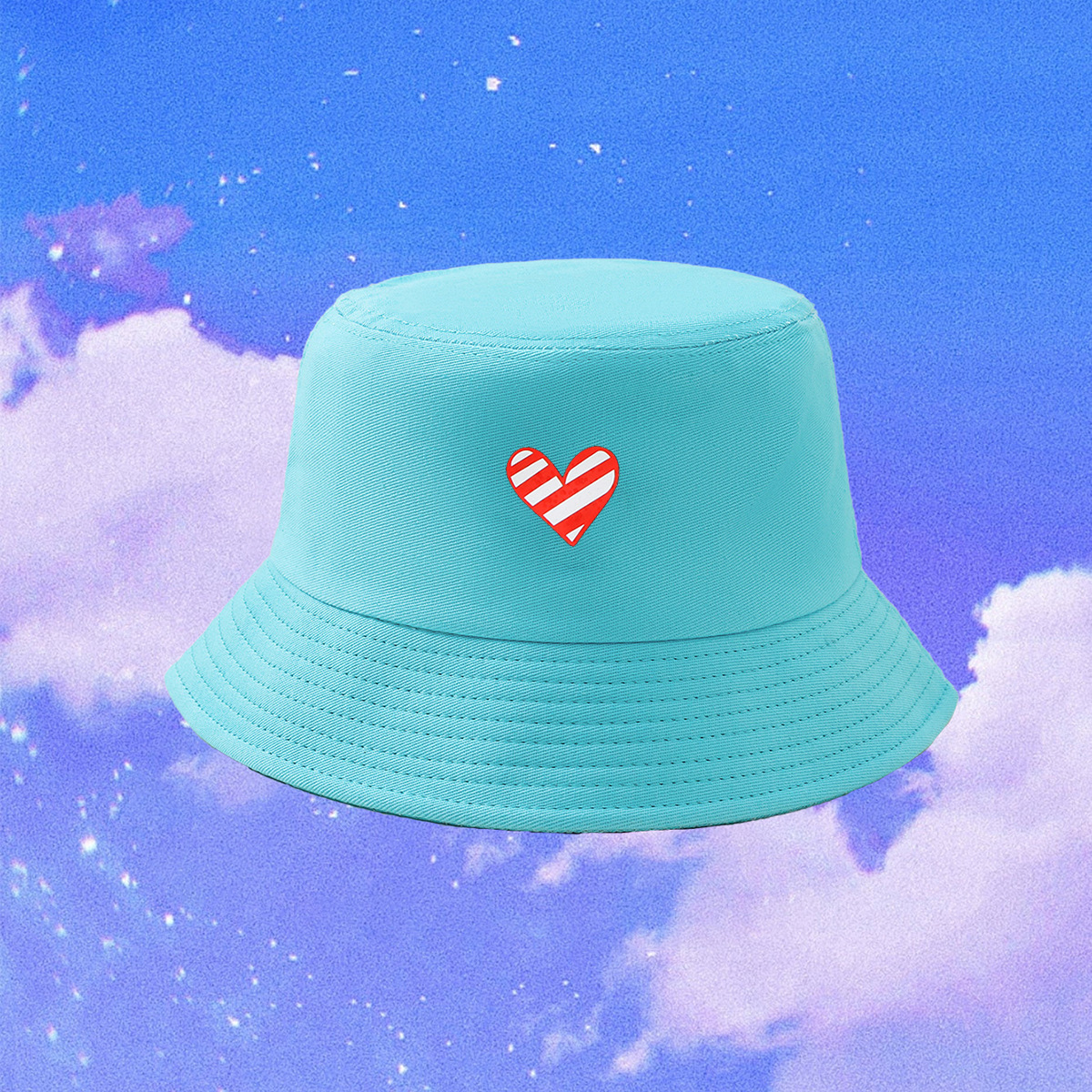 128g Weight Bucket Hat Hats Type Daily Occasion Cotton Material Heart Shape Pattern All Seasons Season Women'S Gender Heart Design Simple Style Style Wide Eaves Rim Women's Simple Style Heart Shape Heart Wide Eaves Bucket Hat 1
