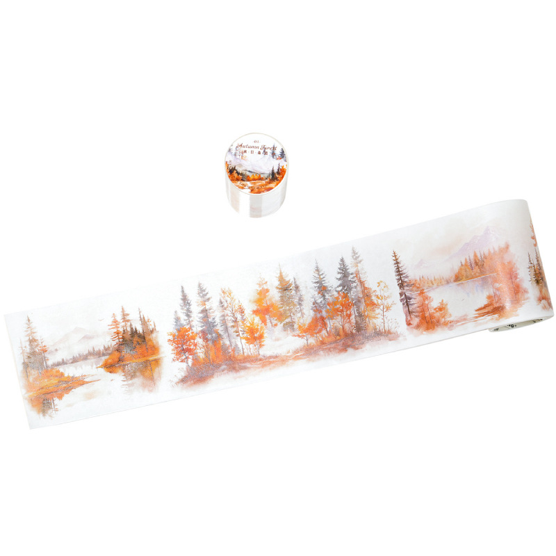 Crepúsculo largo ciclo y cinta adhesiva de papel serie de montañas salvajes bosques de plantas forestales decoración de mano cinta adhesiva collage