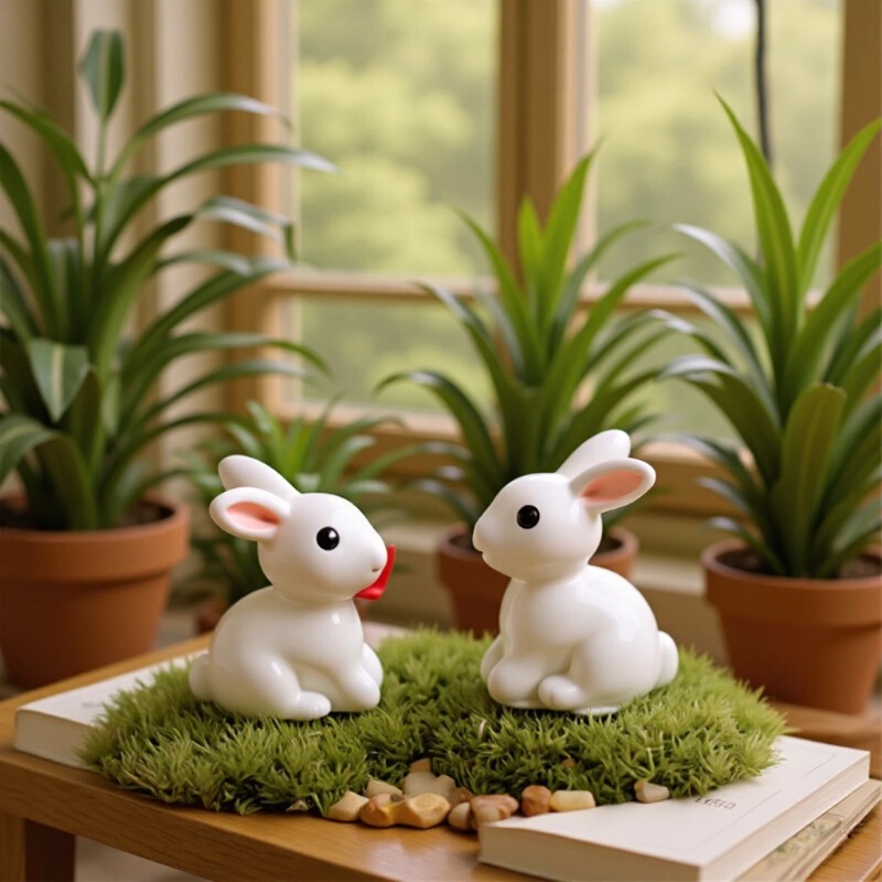 Moss micro landscape ornaments small ears little rabbit rabbit bunny resin crafts ornaments accessories Moss micro landscape ornaments small ears little rabbit rabbit bunny resin crafts ornaments accessories