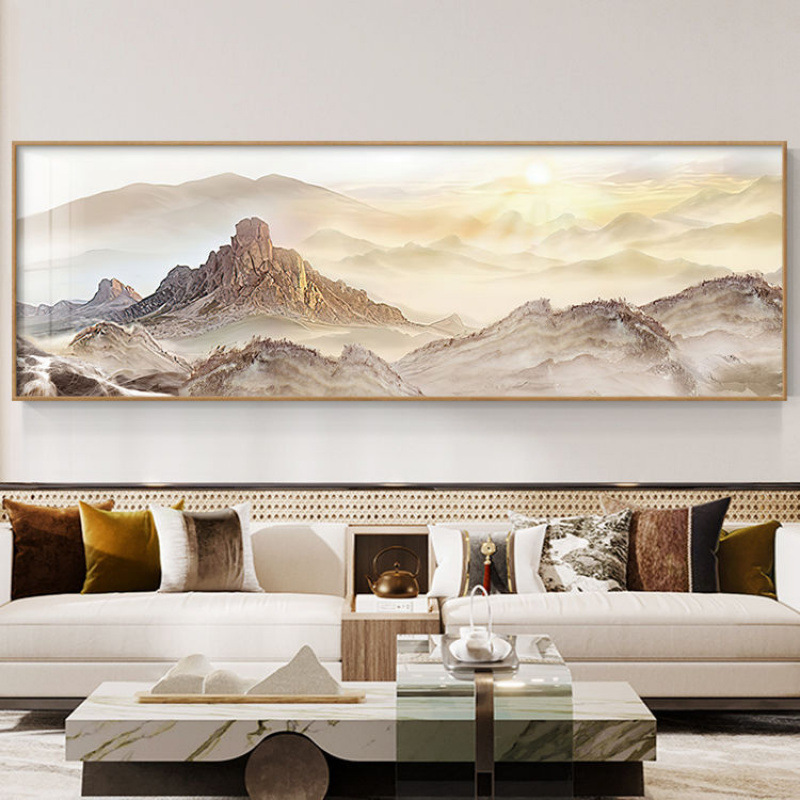 沙发办公室中式图新装饰画背景墙壁画客厅书房山水画千里挂画江山|undefined