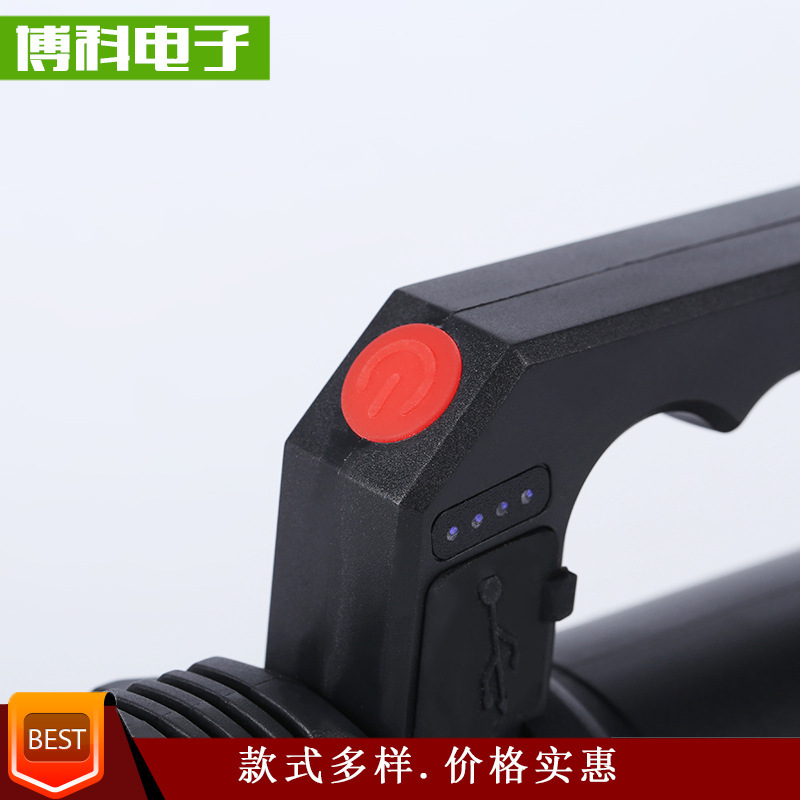 Linterna recargable de largo alcance con luz lateral, para camping y emergencias