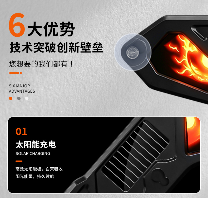 Cross-border solar-powered dynamic devil eye LED expression light warning light for trucks with suction cup eye light