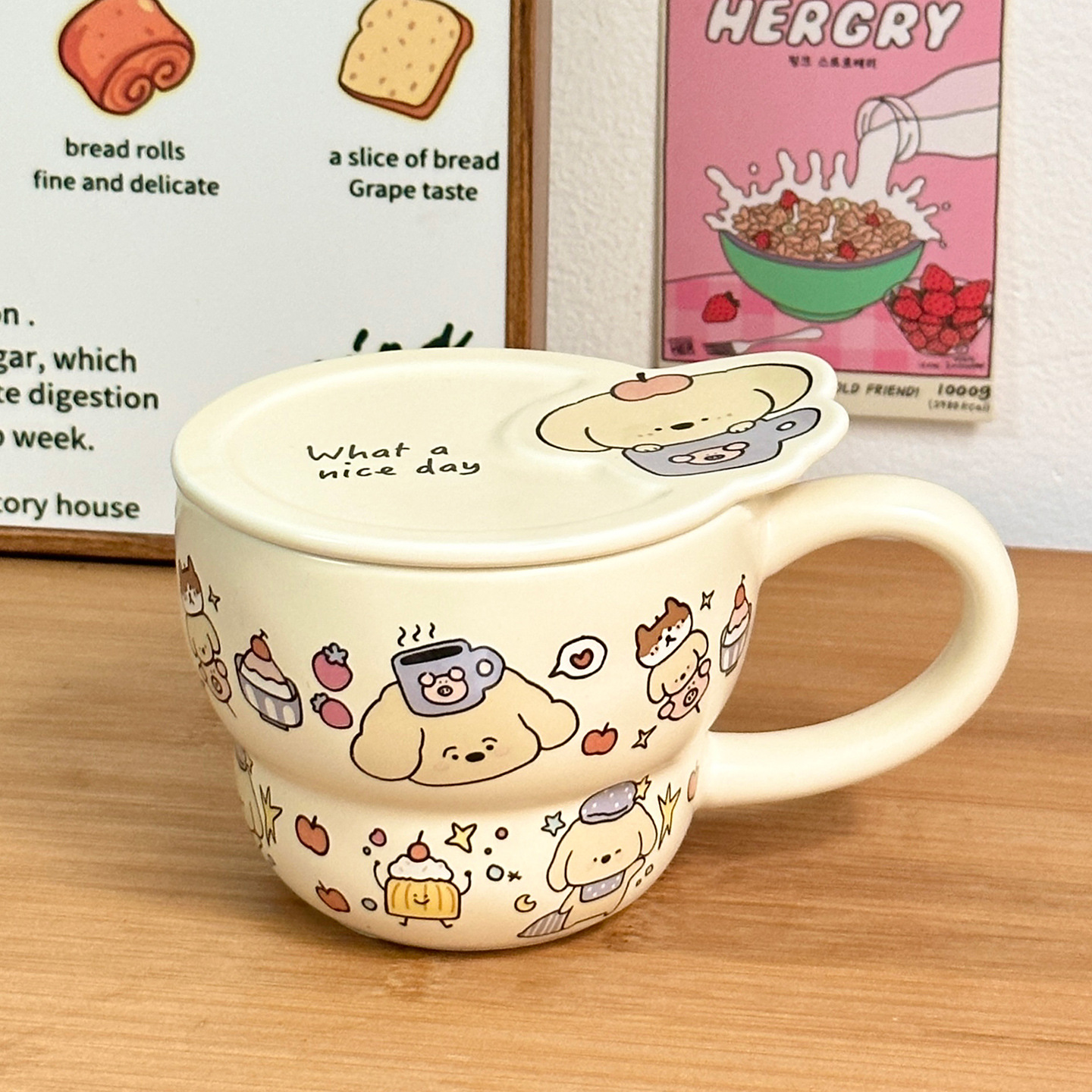 Taza de cerámica Taza con tapa Taza de agua para niñas de alto valor Regalo de cumpleaños en casa Regalo de mano Taza de café de pareja