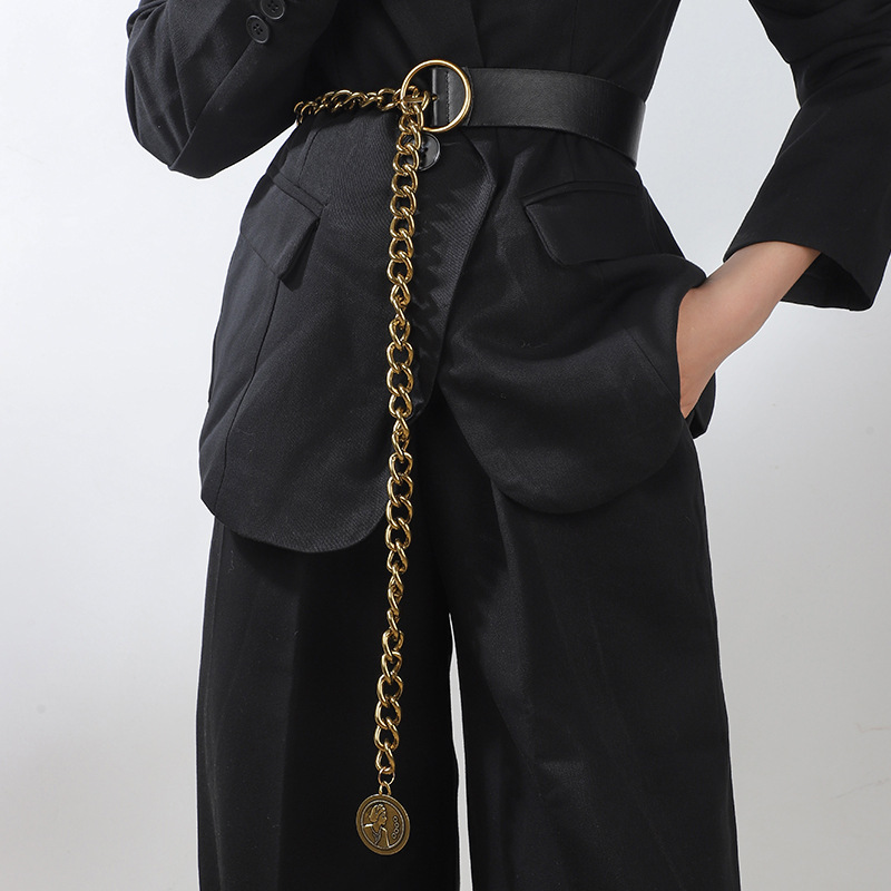 2025装饰连衣裙新款韩版ins腰链小香风复古高级感吊坠百搭皮带女