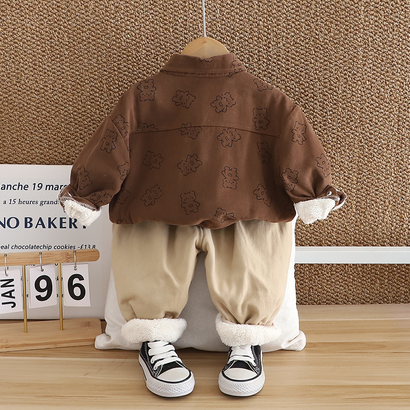 Camicia foderata in pile per bambini più venduta 2026 Inverno Nuovo set in due pezzi per neonati da 1 a 5 anni in stile coreano ALYCExiyuebaobao_voghion.com