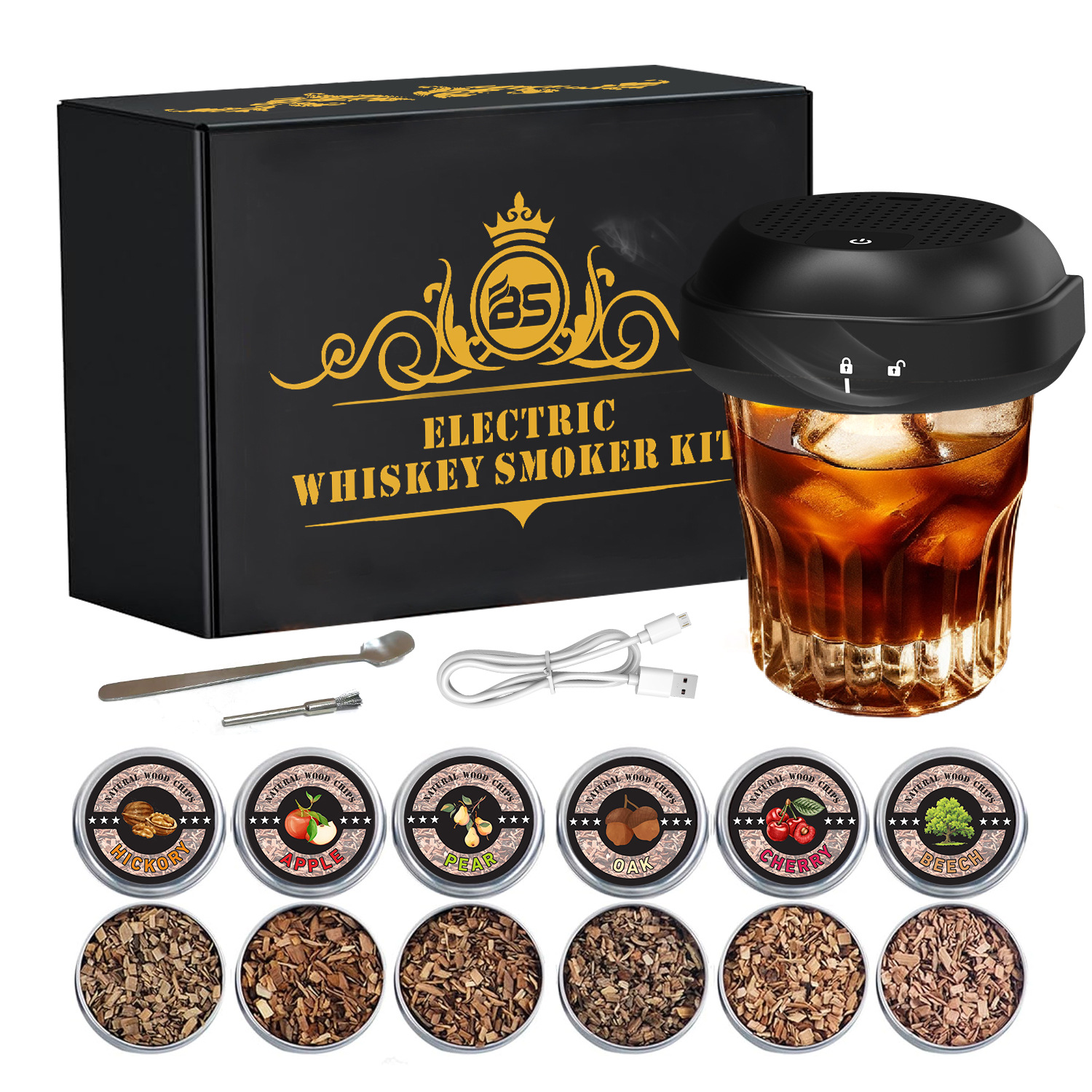 Bs's New Generation Electric Smoker, a Popular Export Product, Is a Whiskey-Specific Mixing Equipment with Various Flavors Available