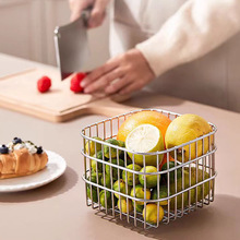304不锈钢收纳篮 线条简约厨房置物架沥水篮家用水果蔬菜收纳筐