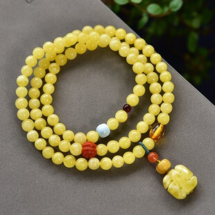 Natural Russian white nectar beeswax three-circle bracelet with southern red turquoise beeswax accessories size 5.5mm