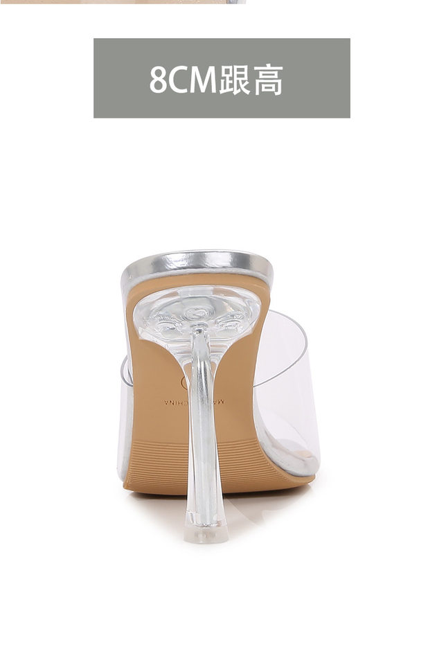 Dép sandal nữ mũi cá gót nhọn cao 6–8 cm phong cách hiện đại — Màu bạc, Màu hồng, Màu mơ, Màu trắng chi tiết 8