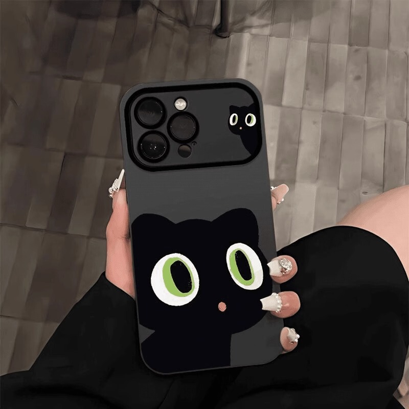 Big-Eyed Cute Cat Suitable for Apple 17 Mobile Phone Case 16E14 New Window 13Pro Cute 15Plus New Model 12XS11