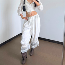 跨境欧美风2026春季女装新款时尚个性辣妹街头蕾丝拼接低腰休闲裤