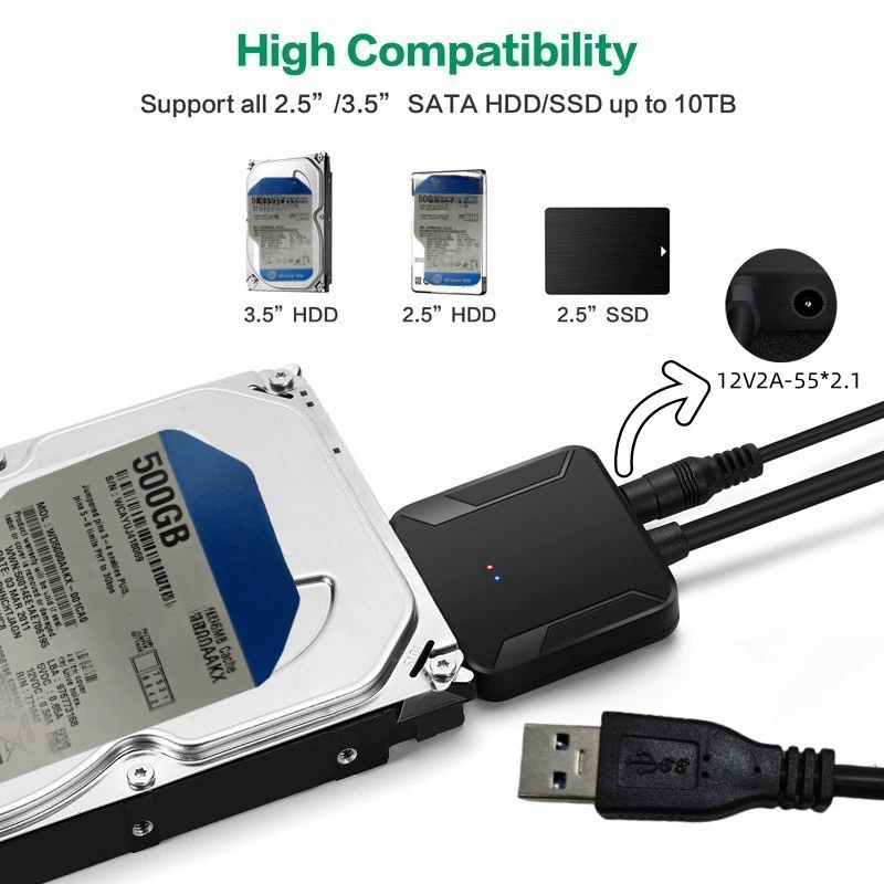 USB3.0 в SATA кабель для подключения 2.5"/3.5" SSD/HDD, простой кабель для диска
