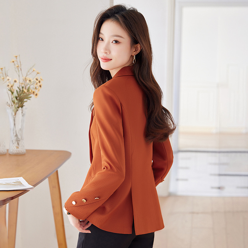 Caramel-Colored Blazer for Women, Spring and Autumn 2025 New Style, High-End Casual Korean Version, Petite Slim-Fit Suit Jacket