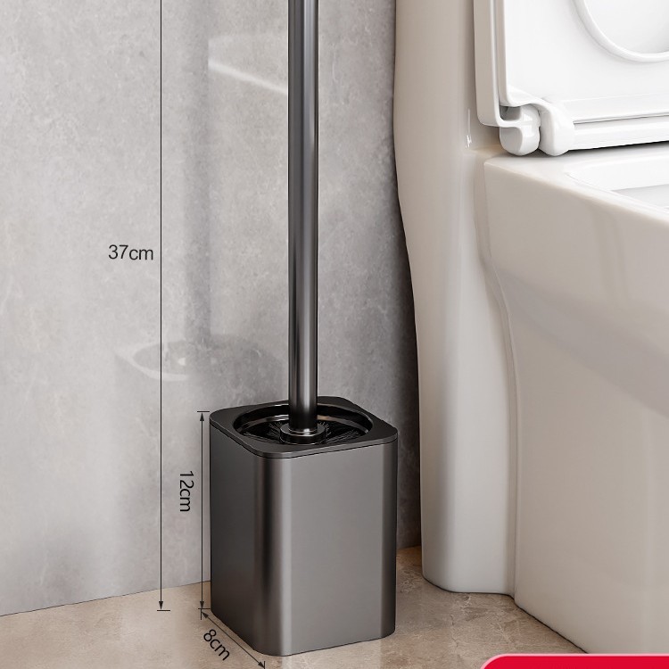 [업그레이드된 두꺼운 패치 설치] 사각 변기솔-블랙