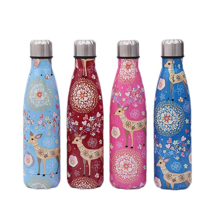 Nuevo 304 termo de acero inoxidable taza de dibujos animados ciervos botella de Coca-cola deportes al aire libre taza de agua termo botella de suministro al por mayor