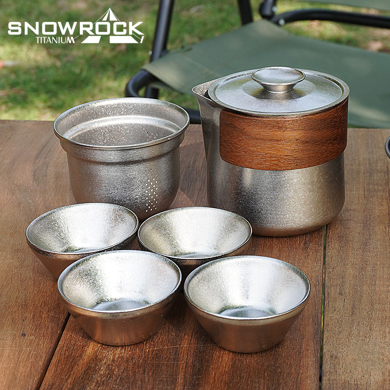 Snow Rock Pure Titanium Travel Titanium Tea Set Outdoor Camping Portable Set Tea Cup Quick Cup Storage Gift Set